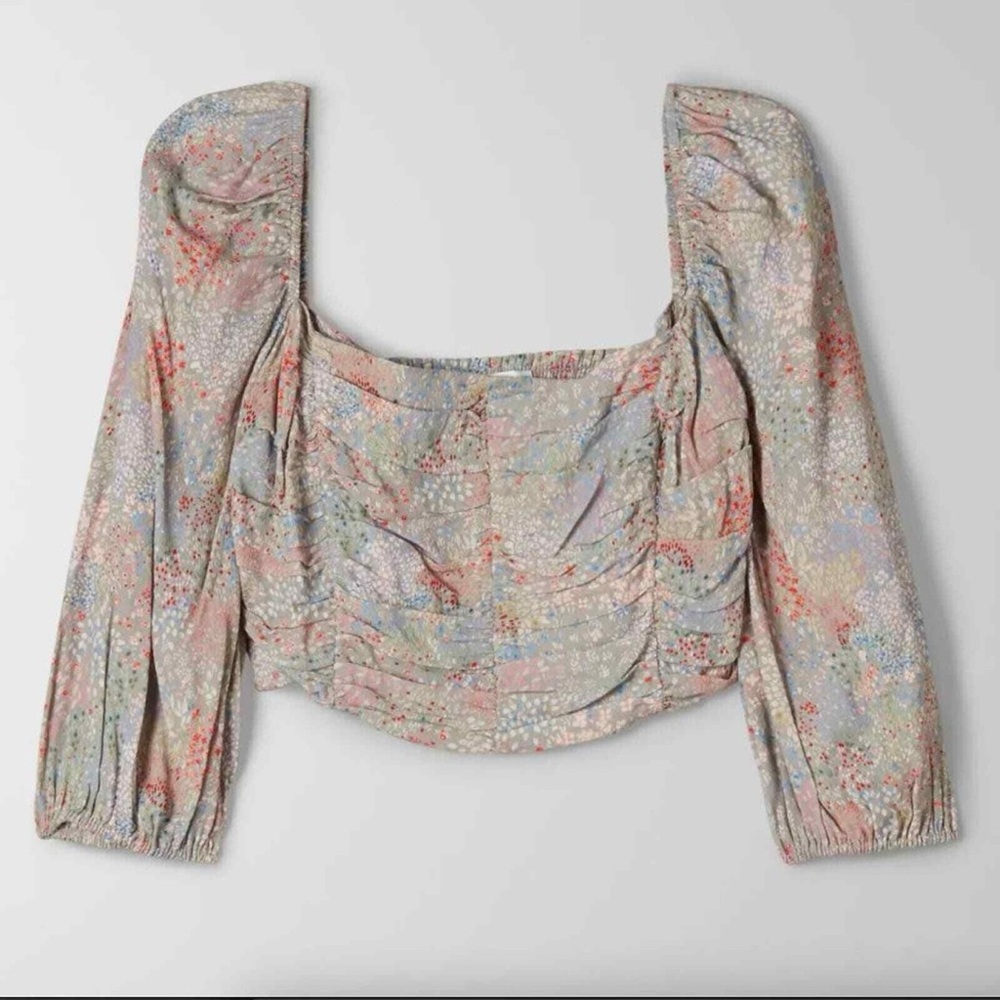 Aritzia Wilfred Lolita Blouse Sage Frost / Multi Color